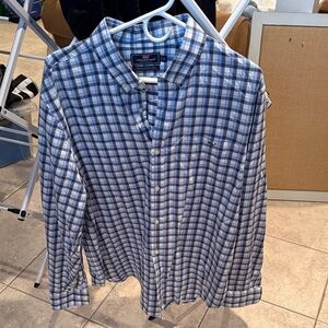 Vineyard Vines Blue and White Plaid Button Down Shirt